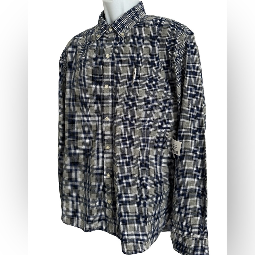 Bonobos Mens Shirt Button Gray Blue Check Slim Fit XL NWT